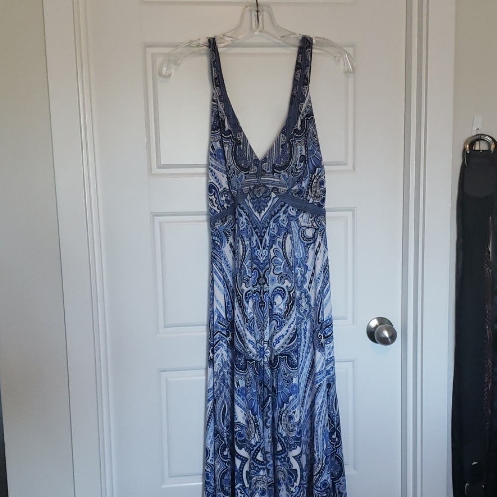 Worn once blue and white handkerchief hem dress